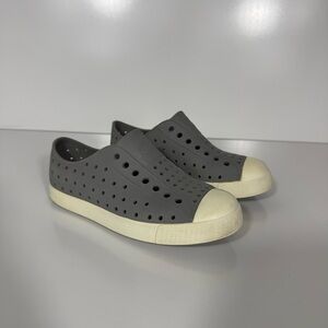 Native Kids Grey Slip-On Perforated Sneakers with Cream Toe